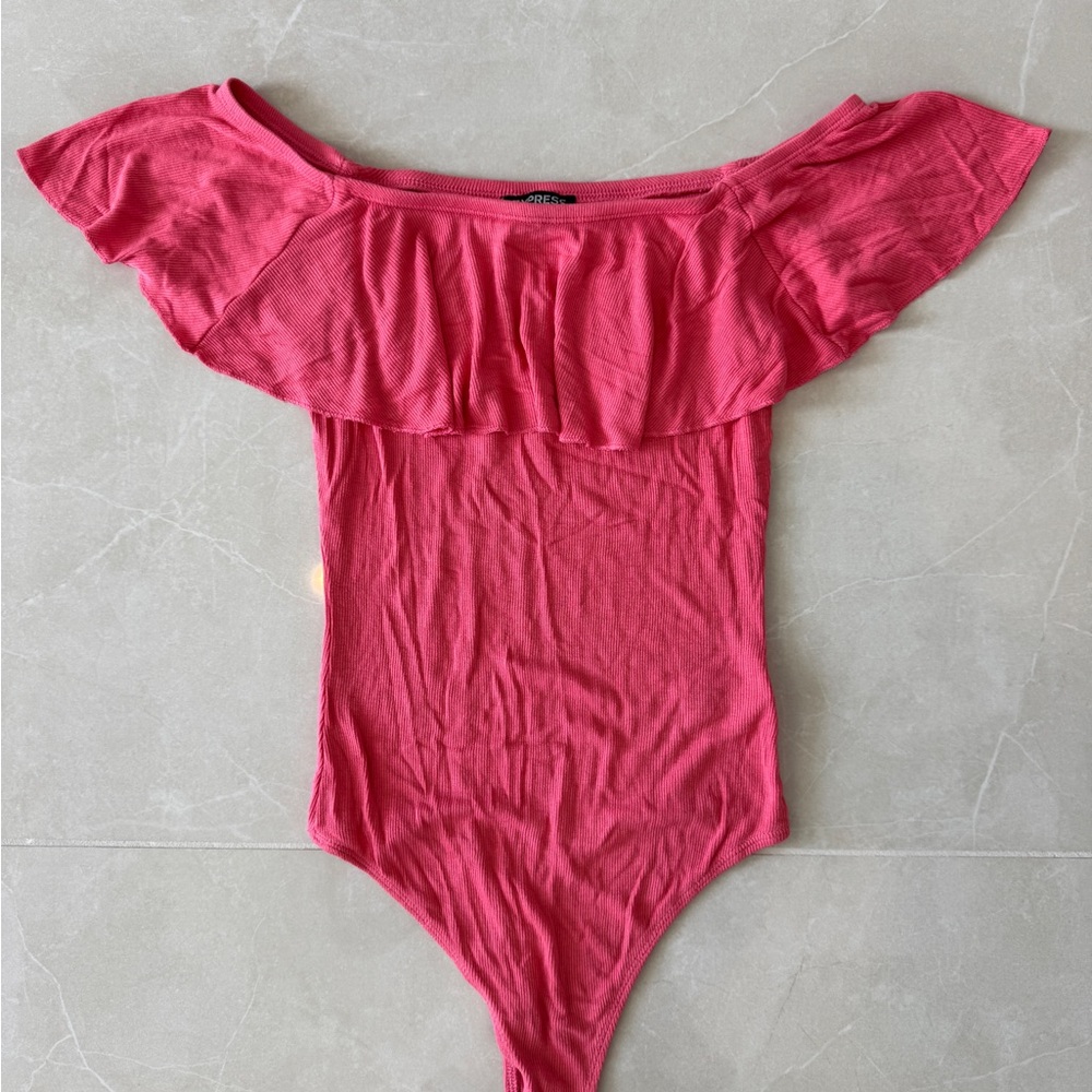 Express Pink Off the Shoulder Bodysuit